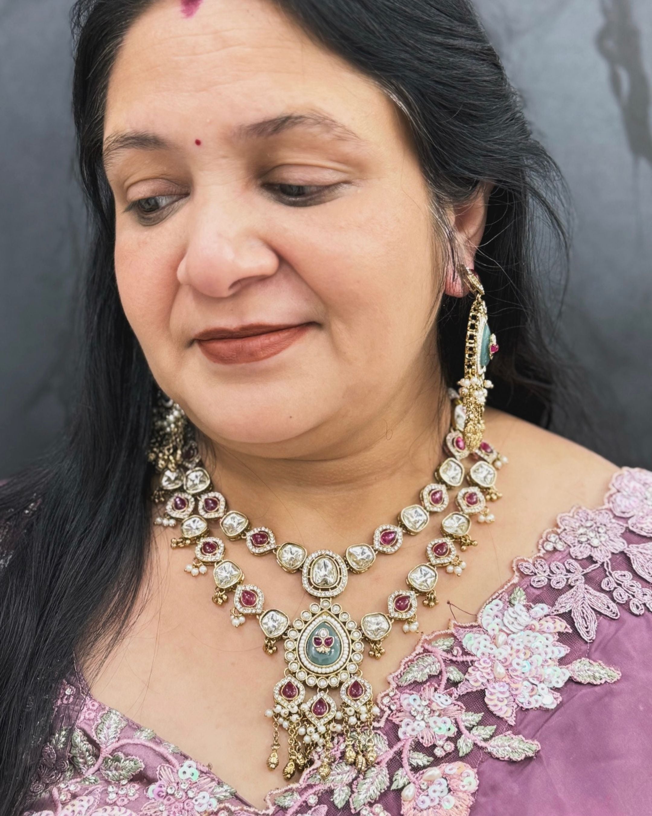 Moissanite Dual Layer Necklace Set