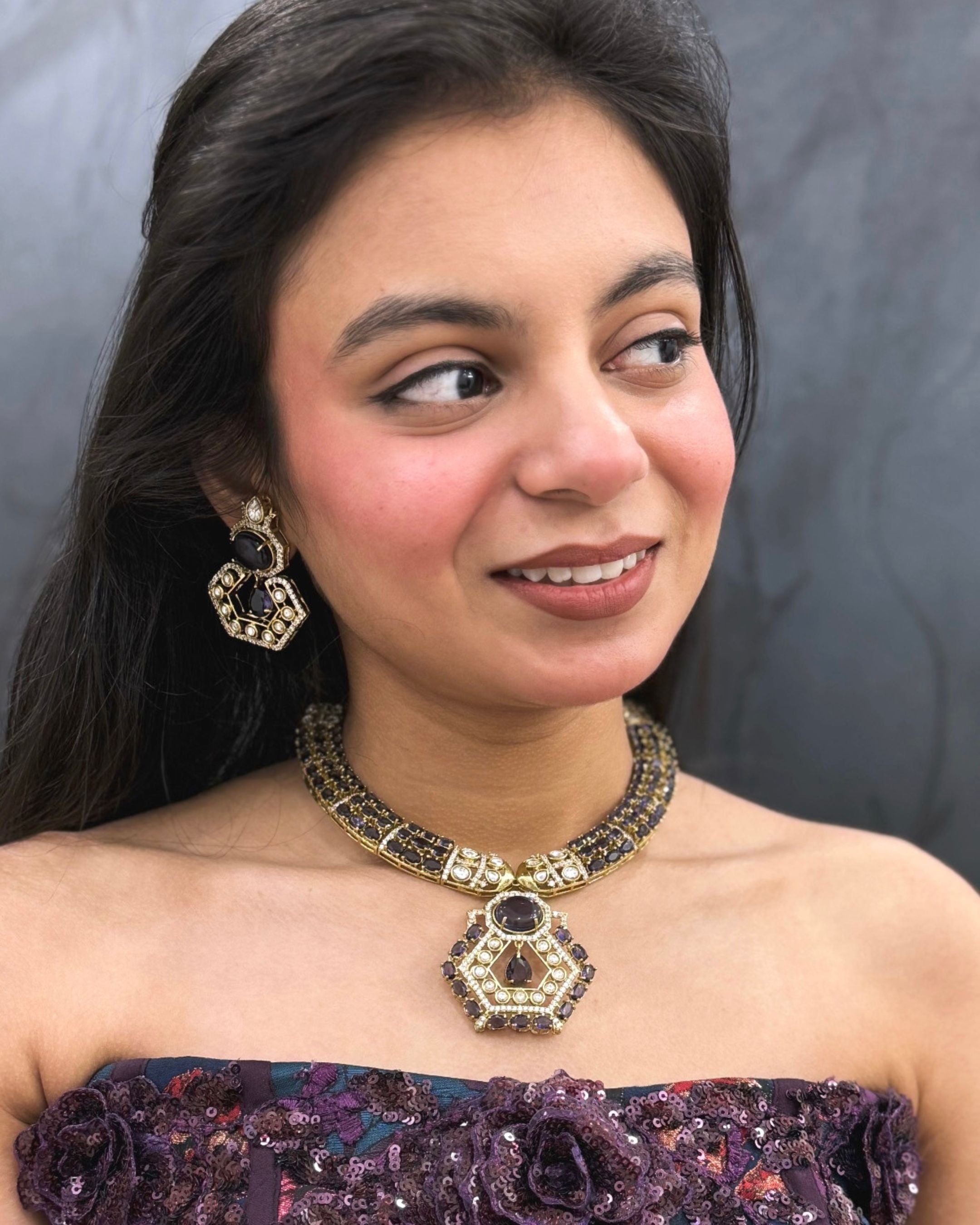 Moissanite Purple Hasli Set