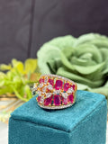 Mosaic Muse American Diamond Adjustable Ring