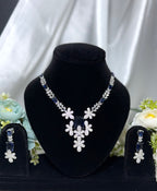 Neelkamal Grace Floral Blue Stone Necklace