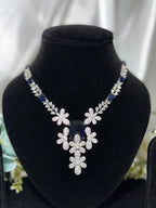 Neelkamal Grace Floral Blue Stone Necklace