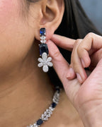 Neelkamal Grace Floral Blue Stone Necklace