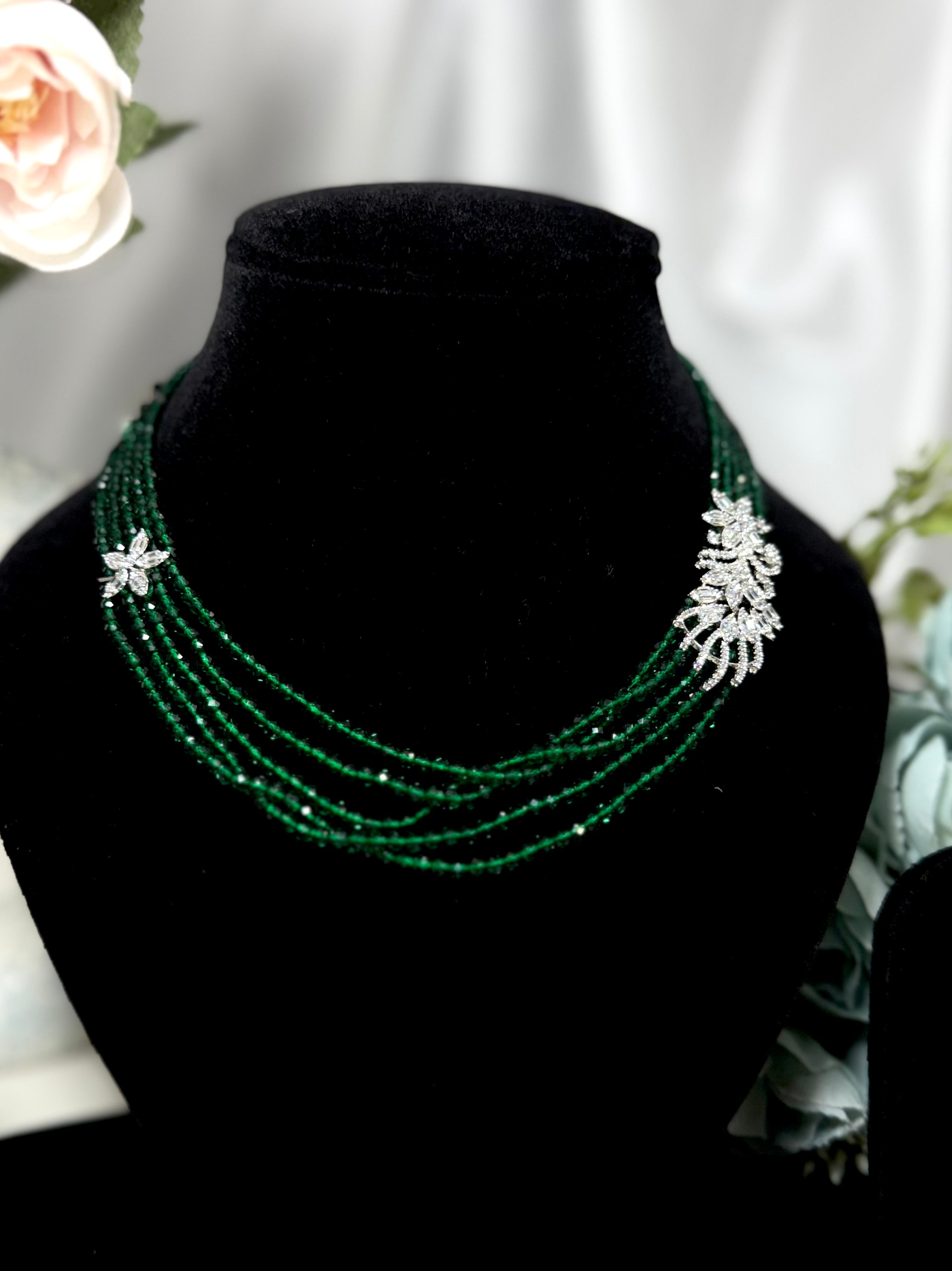 Noor Green Layered Beaded Necklace