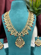Paisley Peacock Temple South Indian Long Necklace Set