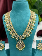 Paisley Peacock Temple South Indian Long Necklace Set