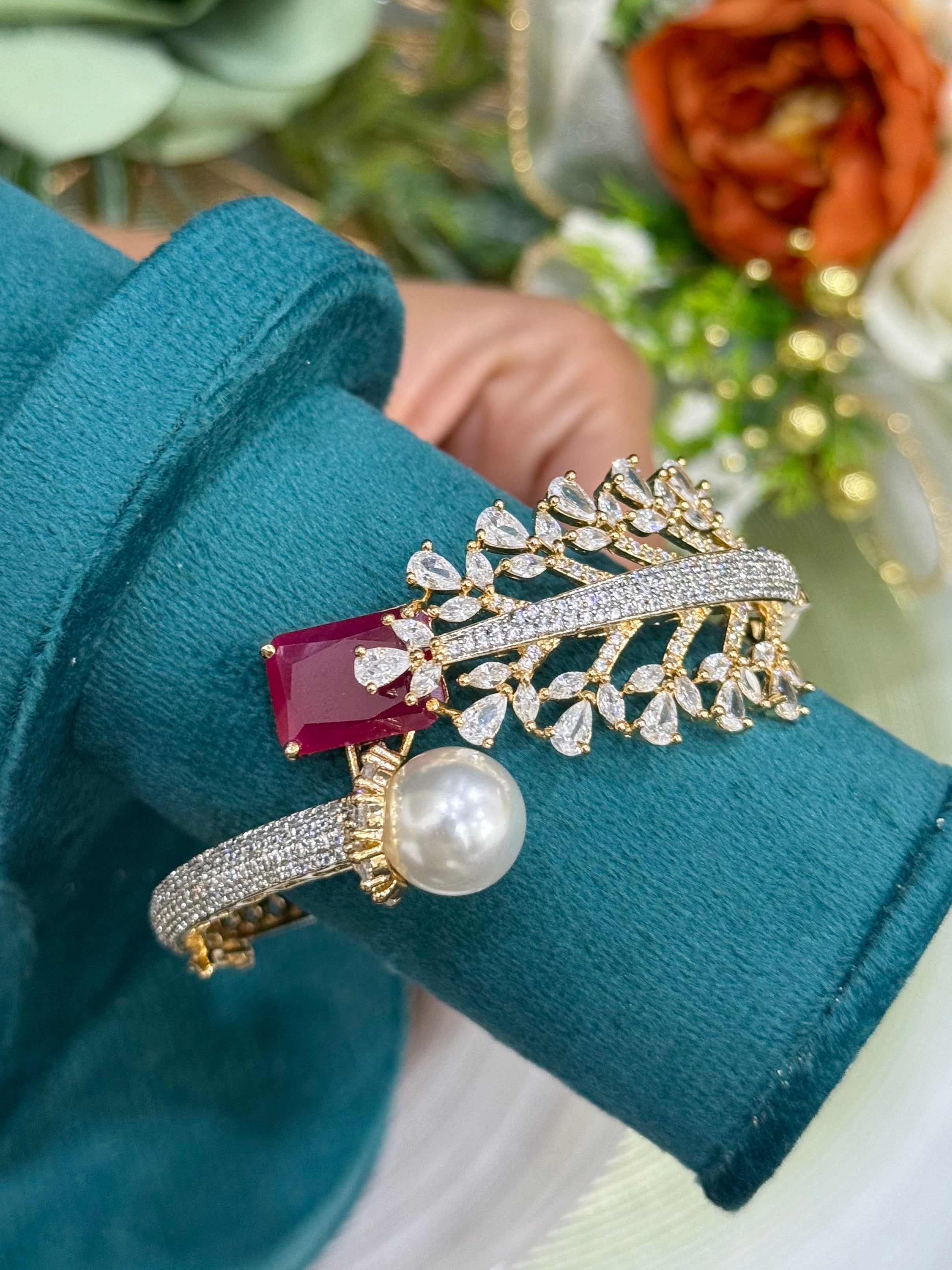 Pearl Bloom American Diamond Bracelet