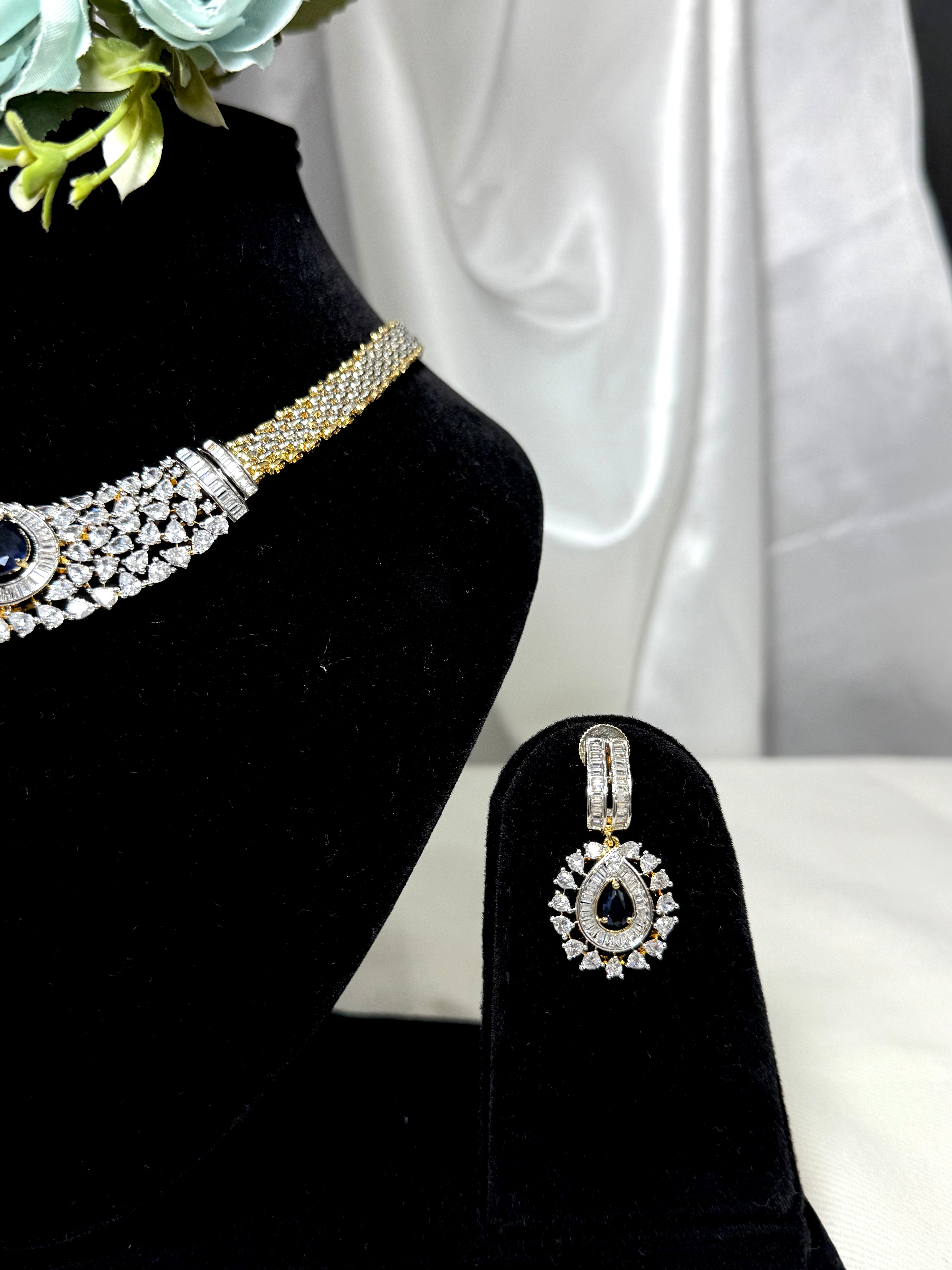 Radiant Belt American Diamond Necklace Set