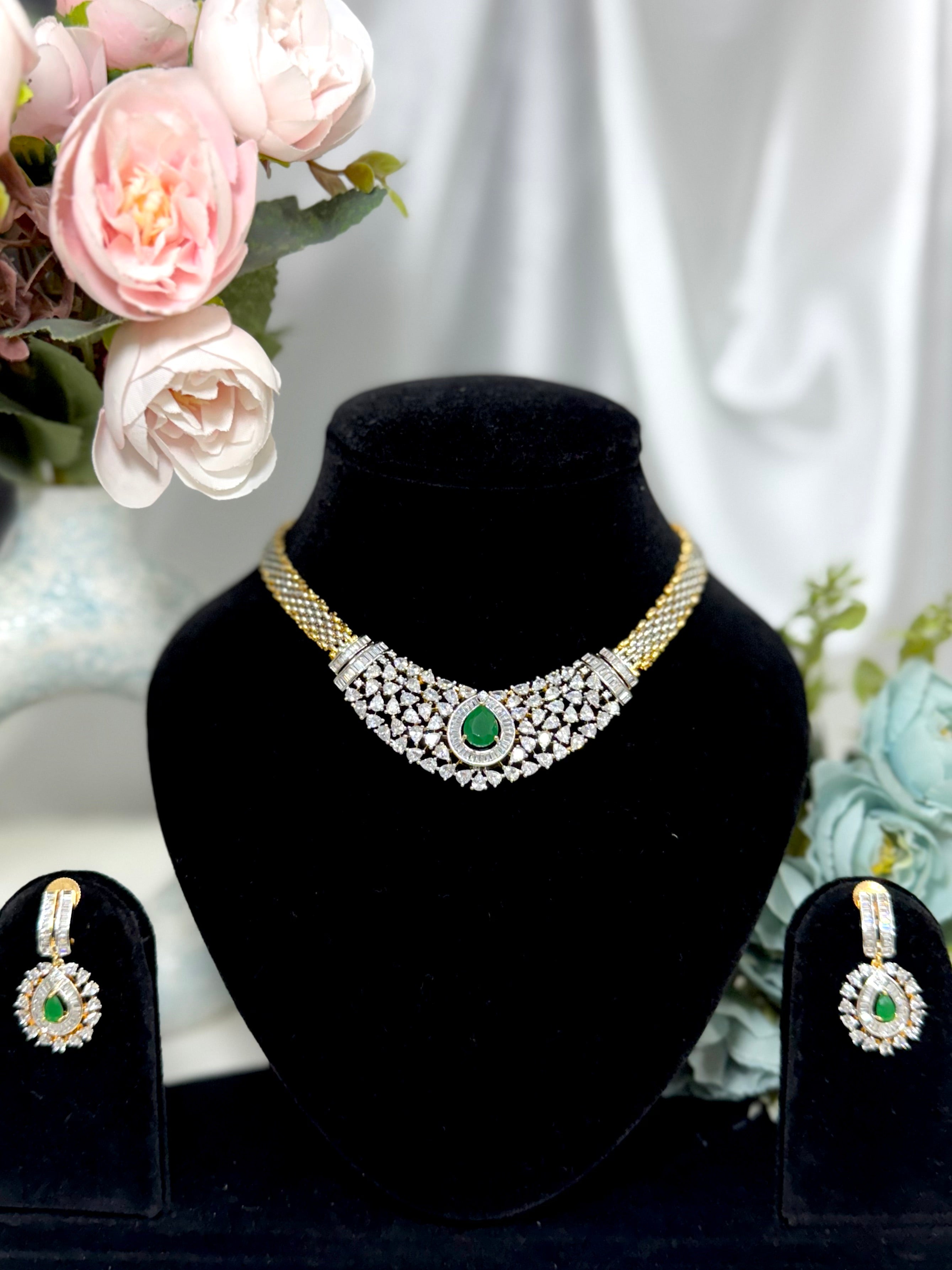 Radiant Belt American Diamond Necklace Set