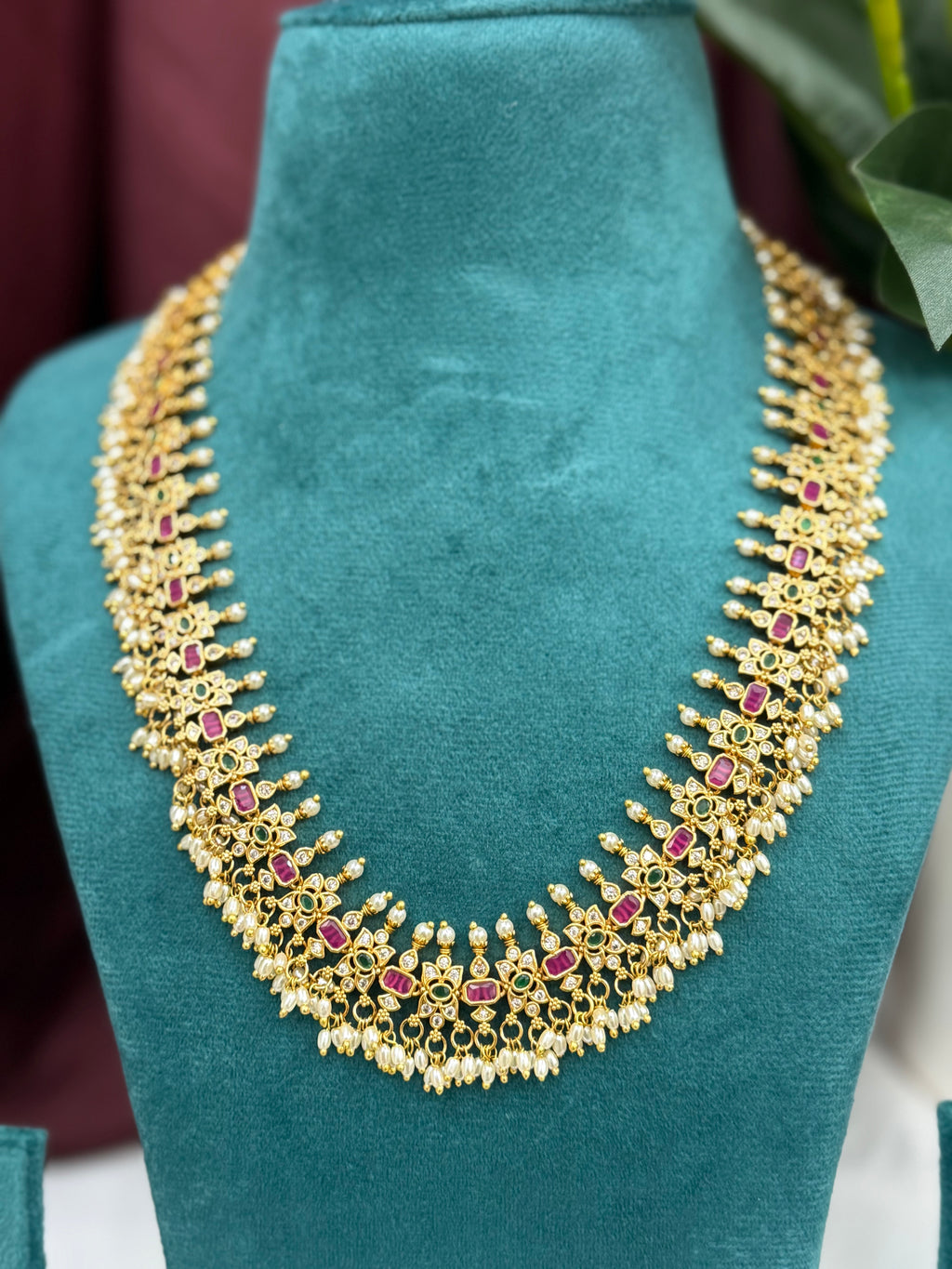 Rajora Ruby Panel Long Necklace Set