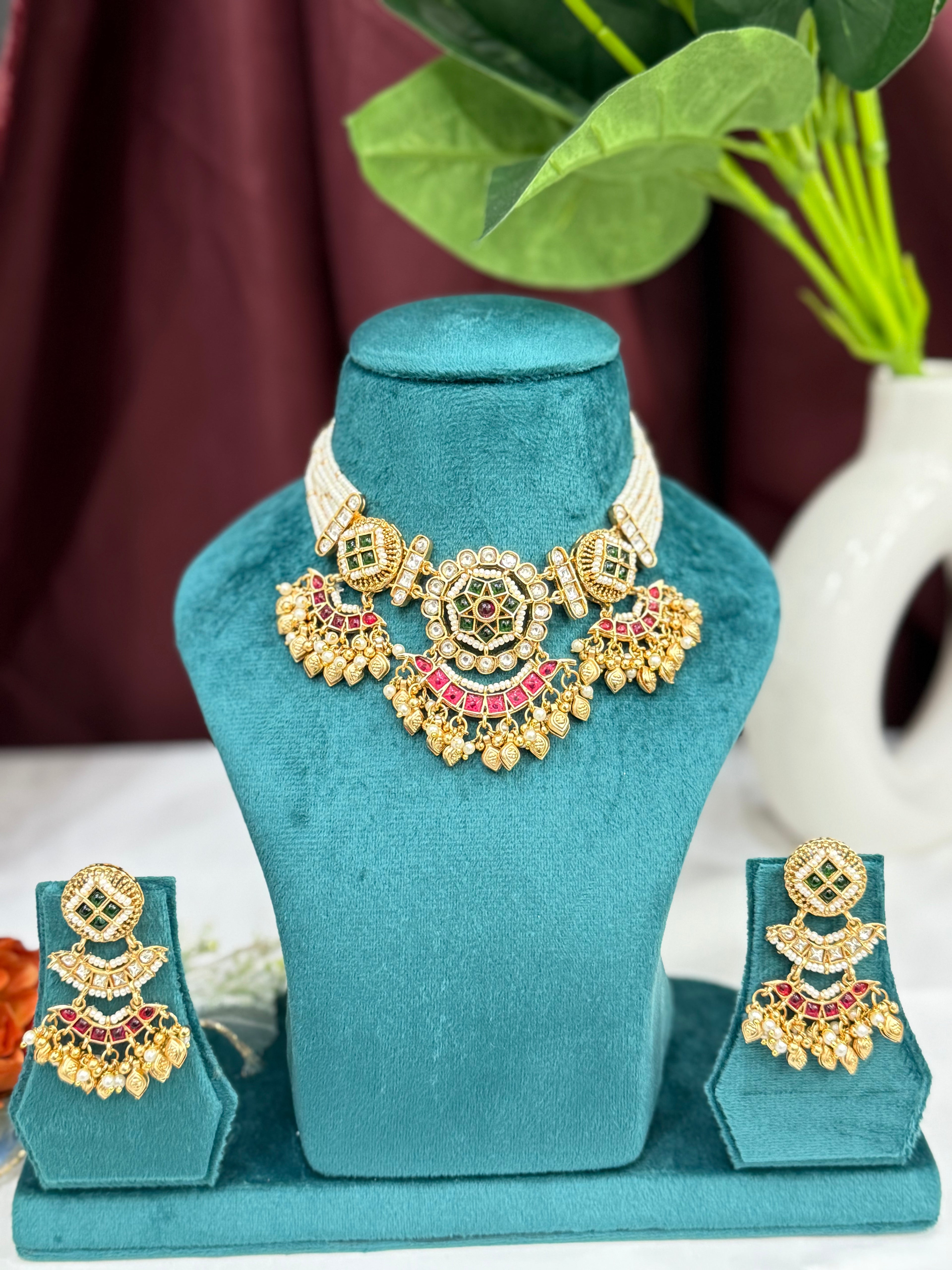 Ratnam Mandala Heritage Gold-Tone Choker Set