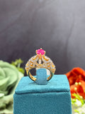 Ruby Marquise Crystal Adjustable Tiara Ring