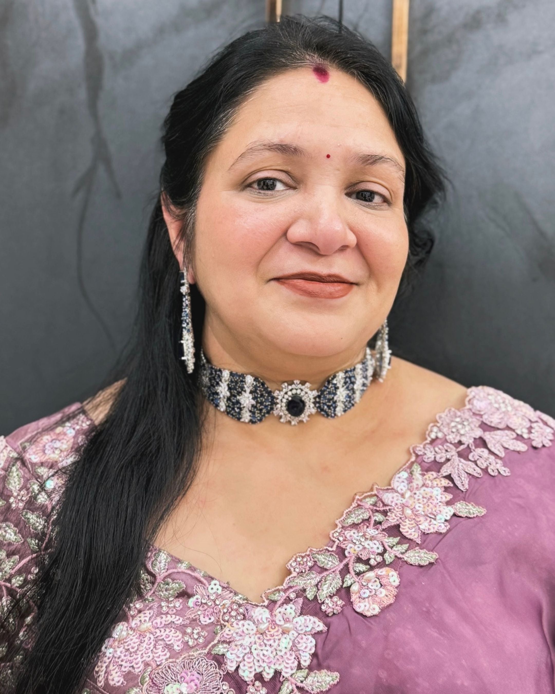 Sapphire Maharani Silver-Toned Choker Set