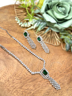 Soft Green American Diamond Necklace Set