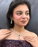 Soft Green American Diamond Necklace Set