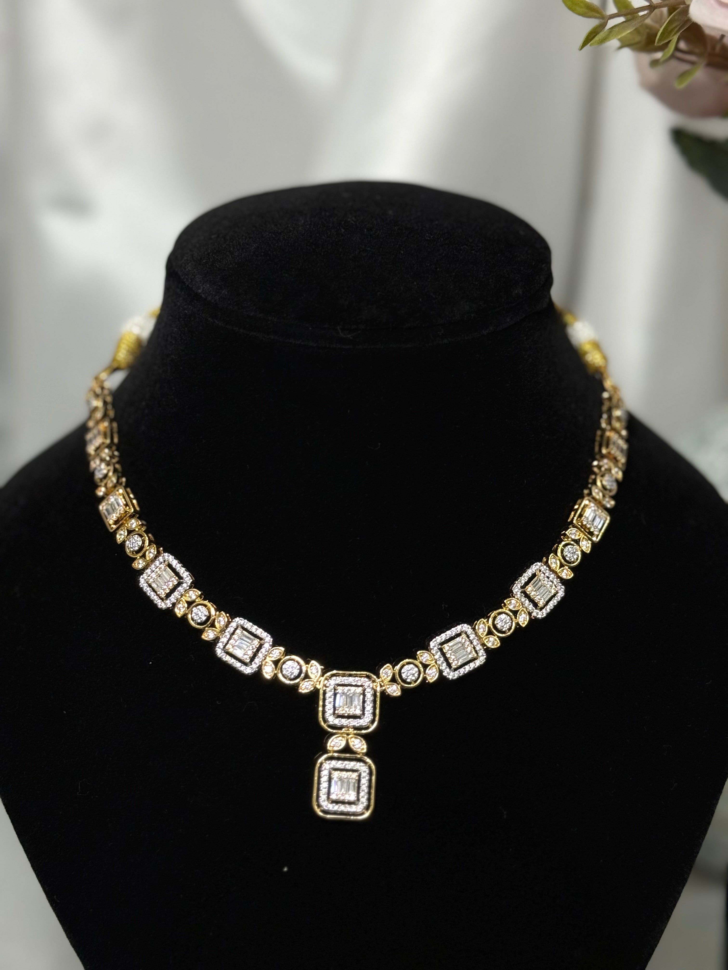 Square Lumi Geometric Necklace Set with Earrings