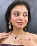 Starlight Navy American Diamond  Necklace Set
