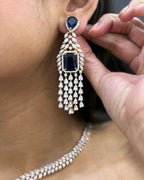 Starlight Navy American Diamond  Necklace Set