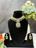Victorian Emerald American Diamond Grand Necklace Set