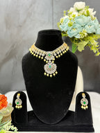 Victorian Emerald American Diamond Grand Necklace Set