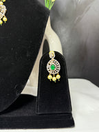 Victorian Emerald American Diamond Grand Necklace Set